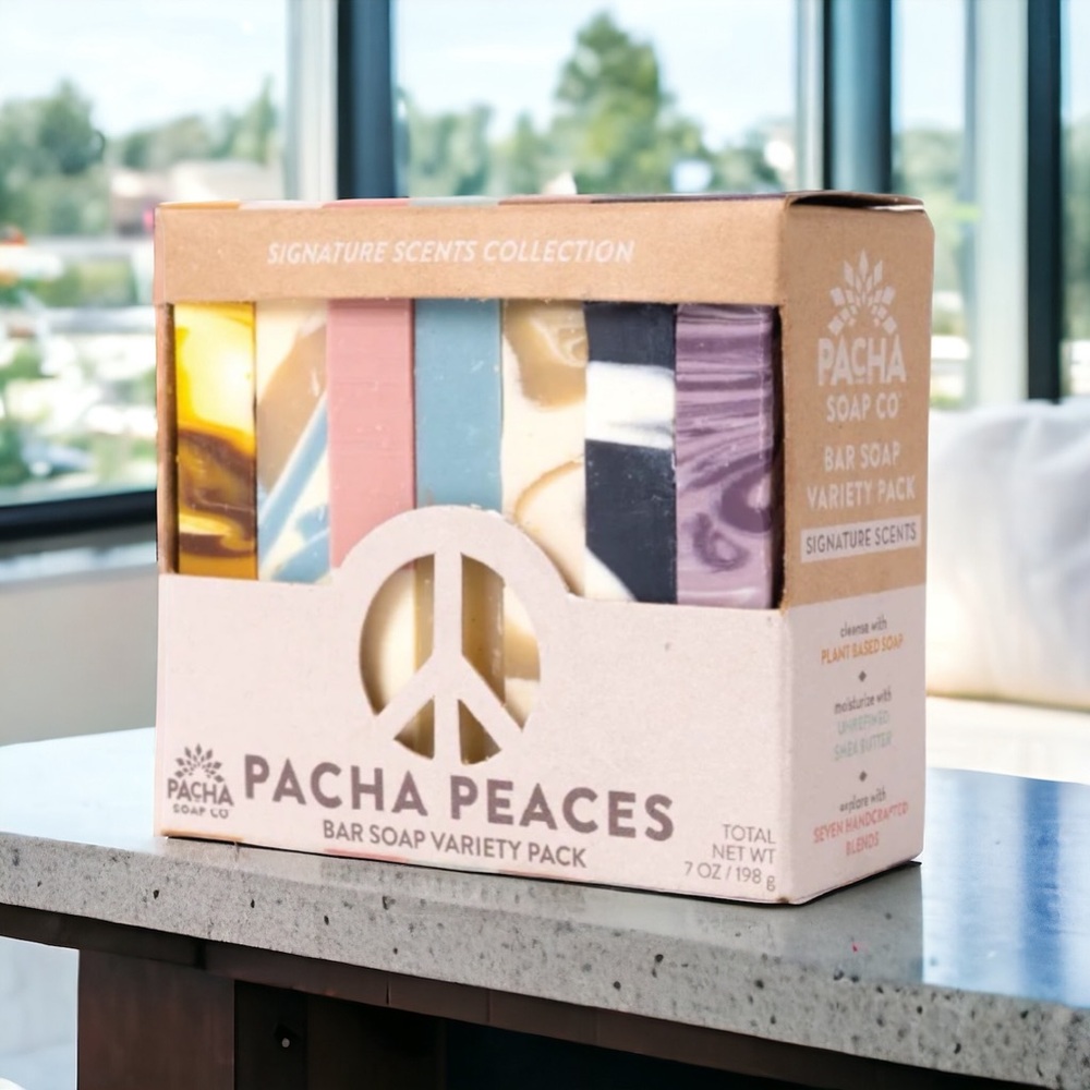 Pacha Soap Co Pacha Peaces Bar Soap Variety Pack Soap Dish Set NWT - Picture 3 of 16